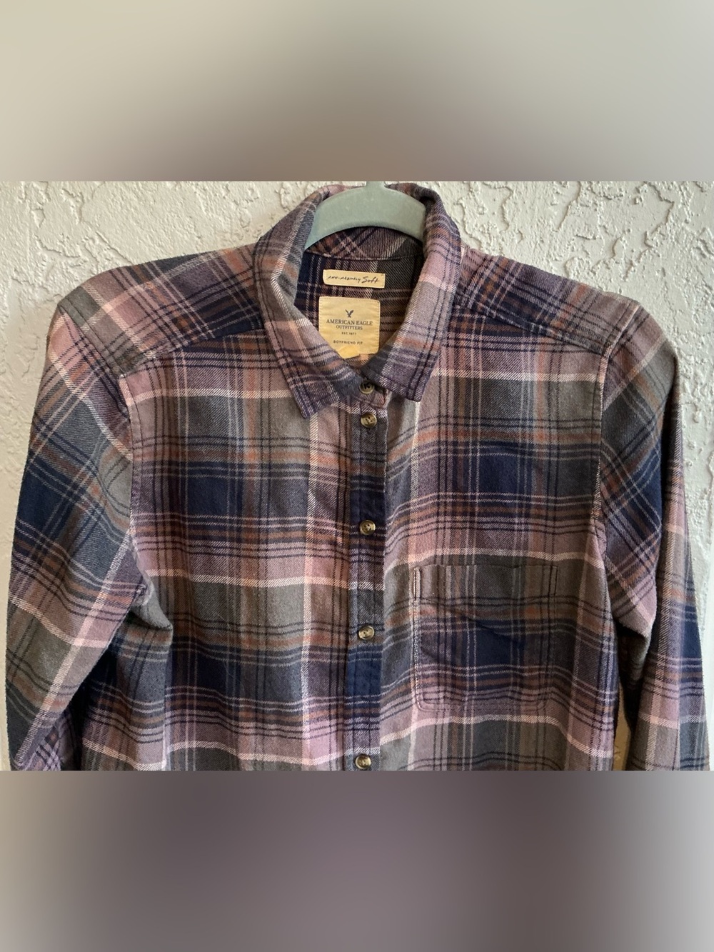 American Eagle Outfitters Amazingly Soft Plaid Button-Down Shirt - Picture 3 of 12